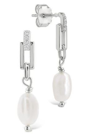 Sterling Forever Cecelia Faux Pearl & Cubic Zirconia Drop Earrings in Silver/White at Nordstrom Rack