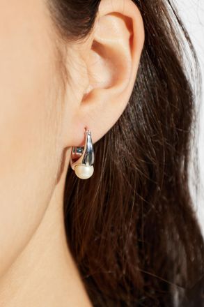 Kate Spade New York Earrings With Glass Pearl, Womens, Silver