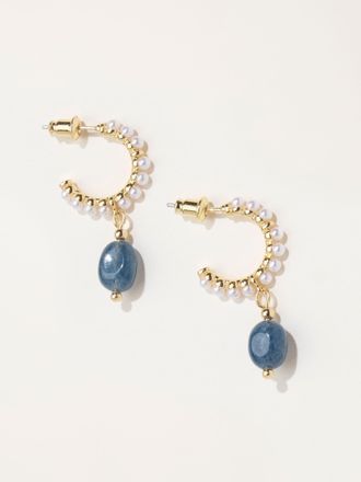 Fat Face FatFace Pearl Stone Earrings in Blue