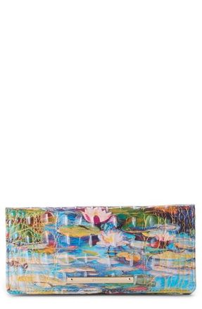 Brahmin Ady Croc Embossed Leather Wallet in Waterlily at Nordstrom
