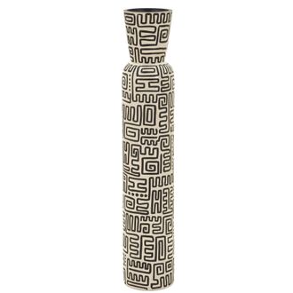 Dmora Vase, Couleur Structure Noir Diam&egrave;tre 12,5 Cm, Nuance Couleur Cr&egrave;me, Blanc Cr&egrave;me - Fanopa