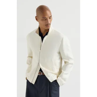 Brunello Cucinelli Outerwear jacket with stand collar in Off-White at Nordstrom, Size 46 It