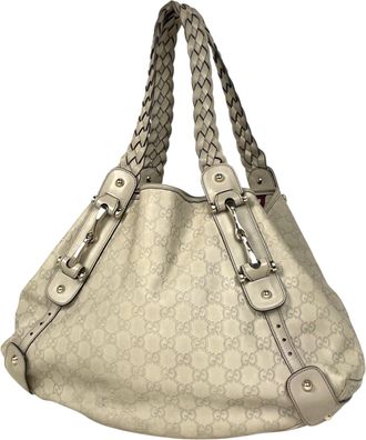 Gucci Beige Leather Shoulder Bag Tote Bag (Pre-Owned)