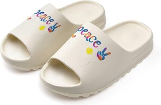 Generic Peace Love Softball Slides for Women Men Soft Thick Bottom Coconut Slippers Sandals for Bathroom Beach
