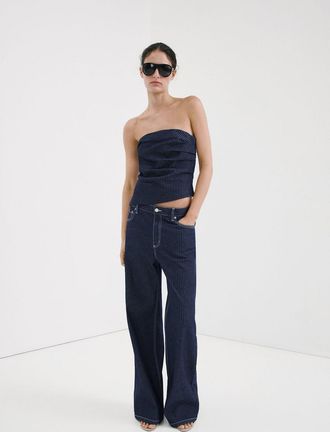 Mango Top asimmetrico senza spalline indaco - Donna - XS - MANGO