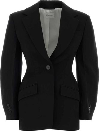 Givenchy Cocoon Jasje met Enkele Rij Knopen - Dames - Blazers - Zwart - XS - Wol - Jassen