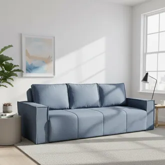 Dmora Divano Letto 3 Posti Naturno, Contenitore, Di Apertura Click-clack, Lavabile, 231x99 Cm Blu