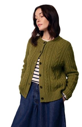 Celtic & Co. Merino Wool Cable Knit Cardigan in Moss at Nordstrom, Size X-Large