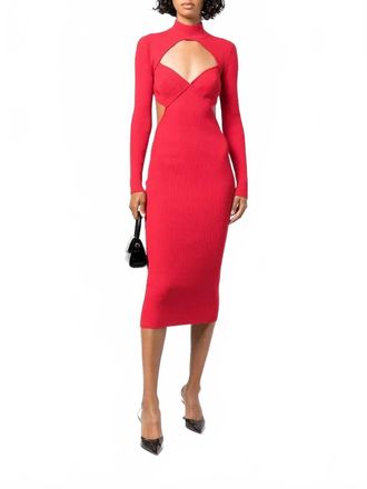 Fleur du Mal Knit Cross Back Midi Dress In Chilli