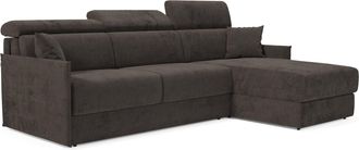 Divani.Store Miryam Sof&aacute; Cama Esquinero Con Reposacabezas Reclinables En Tejido Antimanchas T31 232 Cm Derecho Negro
