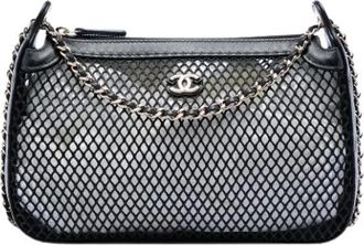 Chanel Pre-owned Vintage Mesh Shoulder Bag - Dames - Vintage Schoudertas - Zwart - ONE Size - Leer - Vintage