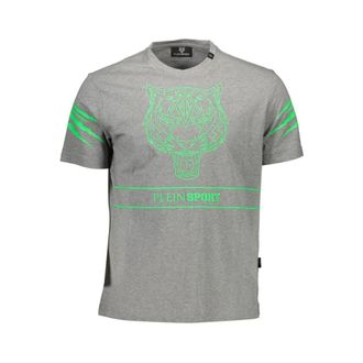 Plein Sport Cotton T-Shirt - Heren - Sportshirts - Grijs - S - Katoen - Fitness
