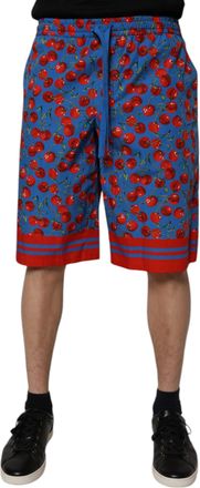 Dolce & Gabbana Blue Cherry Print Cotton Men Bermuda Mens Shorts