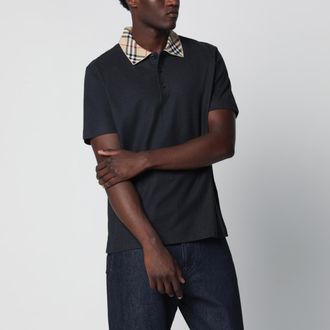 Burberry Dark grey polo shirt with Check collar