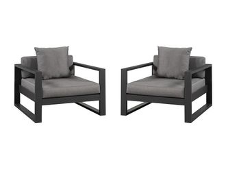 Vente-Unique Conjunto de 2 sillones de jard&iacute;n de aluminio - Antracita - MOLOKAI