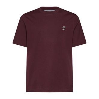 Brunello Cucinelli Brunello Cucinelli, T-Shirts, male, Brown, Size: XL Solomeo Crest T-Shirt