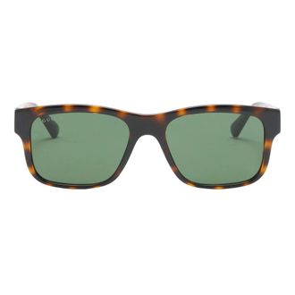 Gucci Rechthoekige Zonnebril met Montuur - Heren - Zonnebrillen - Bruin - 55 MM - Leer - Accessoires