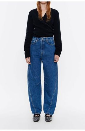 Bimba & Lola Barrel Mid-Rise Jeans in Medium Blue at Nordstrom, Size 42 Eu