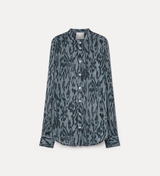 Forte_Forte Womens Moiree Satin Shirt In Stone