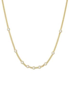 Ania Haie Bezel Cubic Zirconia Station Necklace in Shiny Gold at Nordstrom