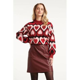 Smashed Lemon gebreide trui met hartjes rood