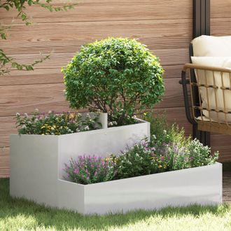 Berkfield Home Planter 80x80x50 cm Stainless Steel in Silver | Size: 80 x 80 x 50 cm