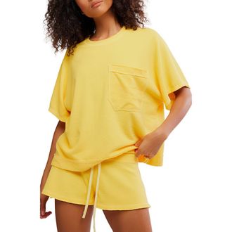 Free People Staycation Oversize Cotton Blend T-Shirt in Banana Citrus at Nordstrom, Size Medium
