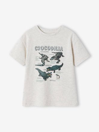 Vertbaudet Kinder T-Shirt zum Entdecken, Ameise oder Krokodil wei&szlig; meliert