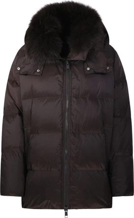 Yves Salomon Doudoune 76cm Donsjas - Dames - Winterjassen - Bruin - M - Polyester - Jassen