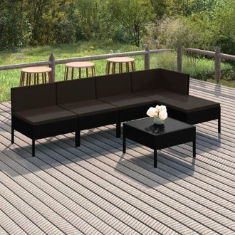 vidaXL 6 Pcs Garden Lounge Set Con Vime Pe Negro
