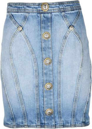 Balmain Mini Denim Rok - Dames - Spijkerrokken - Blauw - S - Denim - Rokken