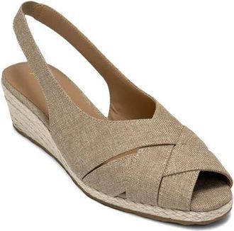 Aerosoles Roberta Linen Slingback Espadrille Wedge Sandal in Dark Linen Linen at Nordstrom, Size 6.5