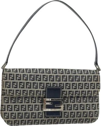 Fendi Pre-owned Vintage Zucchino Shoulder Bag - Dames - Vintage Schoudertas - Blauw - ONE Size - Leer - Vintage