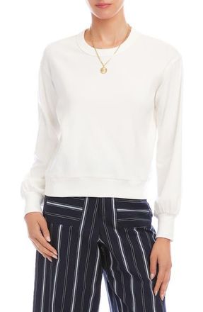 Karen Kane Long Sleeve French Terry Top in White at Nordstrom, Size X-Large