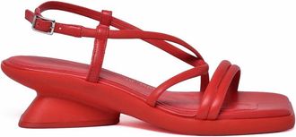Vic Mati&eacute; Red Sculptural Heel Ankle Strap Sandals