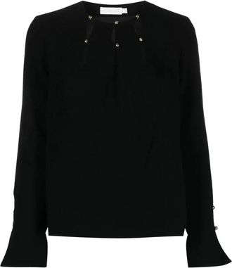 SIMKHAI Zwarte crepe cocktail blouse - Dames - Blouses - Zwart - L - Polyester - Overhemden