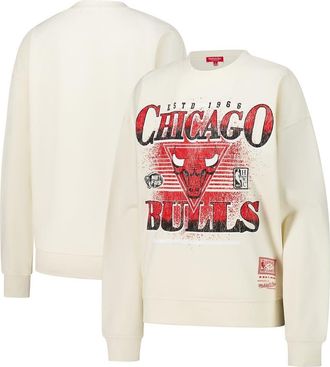 Mitchell & Ness Womens Mitchell & Ness Cream Chicago Bulls Oversprayed Pullover Sweatshirt at Nordstrom, Size X-Large