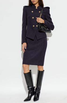 Balmain Fitted Tweed Dress, Womens, Purple