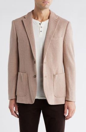 Lucky Brand Brushed Ribbed Knit Sport Coat in Camel Heather at Nordstrom Rack, Size 50Regular