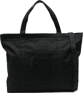 Maison Kitsuné fox-head XL tote bag - unisex - Cotton - One Size - Black