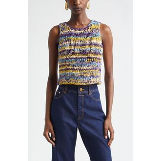 Zimmermann Luna Crop Ribbon Sweater Tank in Purple Multi Stripe at Nordstrom, Size 1