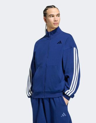 adidas adidas kit - Top sportivo con 3 strisce blu scuro/bianco sporco