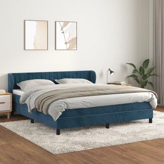 vidaXL Cama Box Spring Con Colch&oacute;n Terciopelo Azul Oscuro 160x200 Cm Vidaxl
