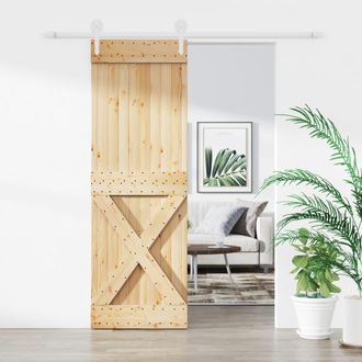 vidaXL Vidaxl - Puerta Corredera Con Herrajes Madera Maciza De Pino 70x210 Cm