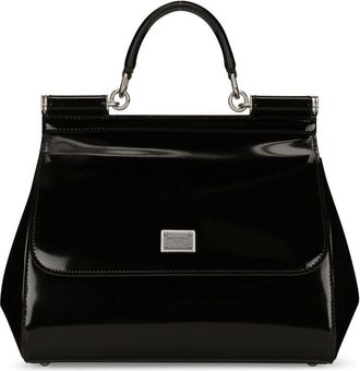 Dolce & Gabbana Sicly Large Shiny Leather Handbag