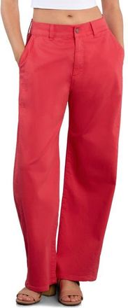 Wash Lab Denim Sweetheart Stripe Barrel Leg Jeans in Teaberry at Nordstrom, Size 27