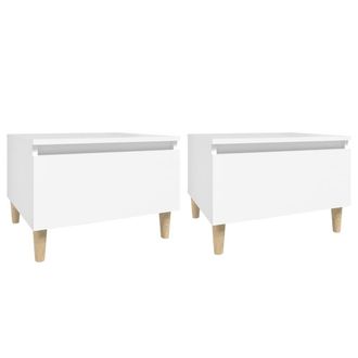 vidaXL Mesas Auxiliares 2 Uds Madera Contrachapada Blanco 50x46x35 Cm Vidaxl