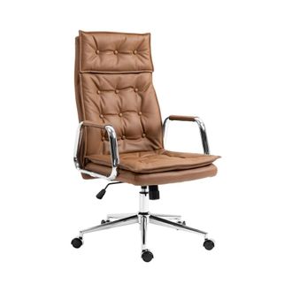 Clp Silla de oficina giratoria regulable en Cuero aut&eacute;ntico Marr&oacute;n claro