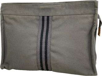 Herm&egrave;s Gray Canvas Pouch (Pre-Owned)
