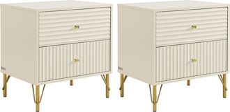 Vente-Unique Conjunto de 2 mesitas de noche con 2 cajones - Beige - LOUREO